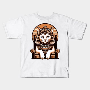 Egyptian Cat Goddess T-Shirt, Sphinx Cat Pharaoh Tee, Unisex Ancient Egypt Shirt, Casual Cotton Top, Gift for Cat Lovers Kids T-Shirt